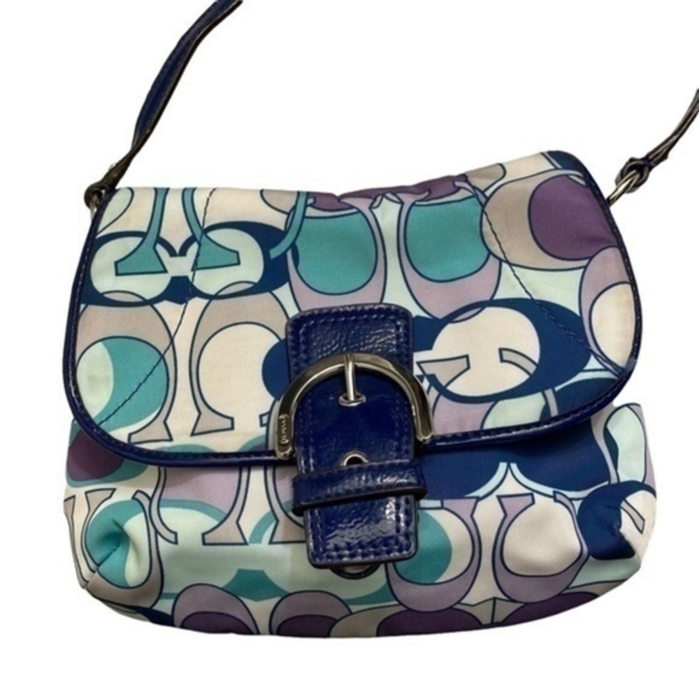 Coach blue patent leather optic c soho crossbody bag